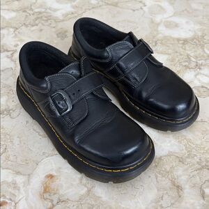 Dr. Martens Platform Monk Strap Oxfords Black Leather Vintage